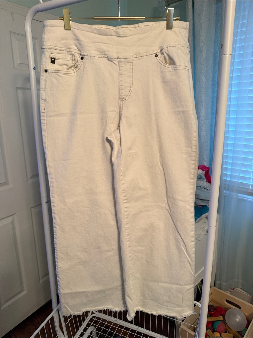 Belle by Kim Gravel Triple Luxe Wide Leg Crop w/ Frayed Edge